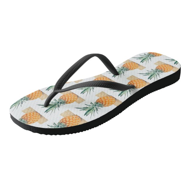 Green Yellow Pineapple Yummy Flip Flops (Angled)