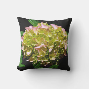 Green yellow pink Hydrangea pink yellow flower Cushion