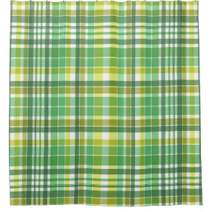 Green Yellow Plaid Design Shower Curtain