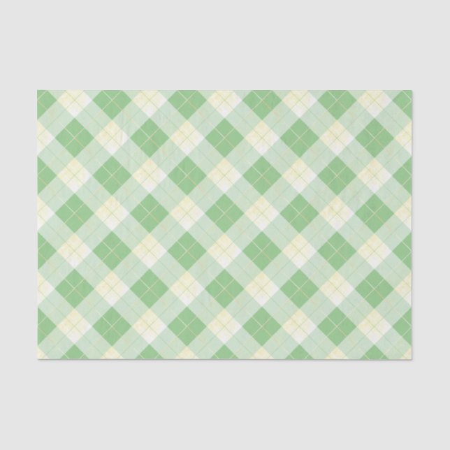 Green Yellow Plaid Diamond Pattern Tissue Paper (Front)