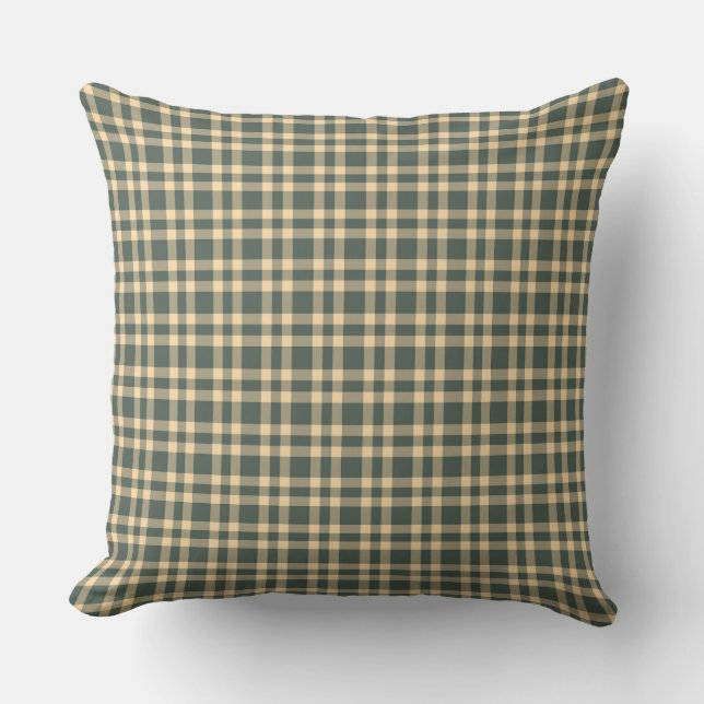 Green Yellow Plaid Pattern Cushion (Front)