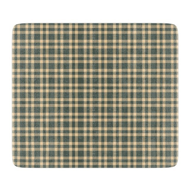 Green Yellow Plaid Pattern Cutting Board (Front)