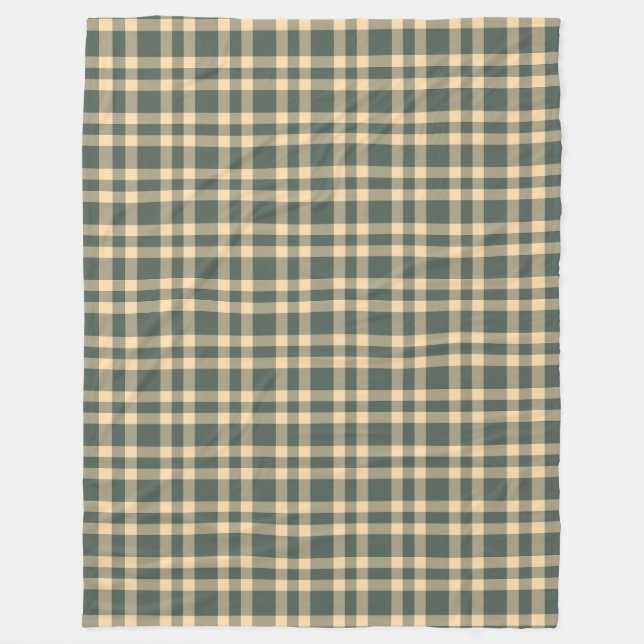 Green Yellow Plaid Pattern Fleece Blanket (Front)