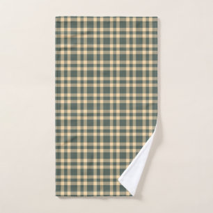 Green Yellow Plaid Pattern Hand Towel