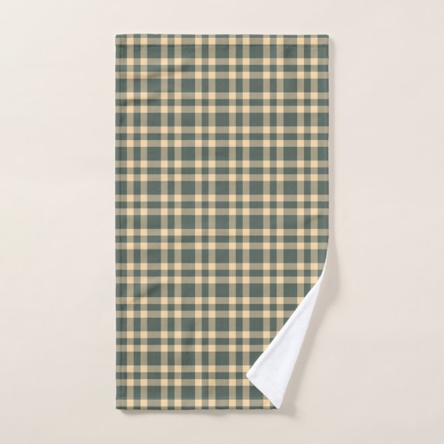 Green Yellow Plaid Pattern Hand Towel (Hand Towel)