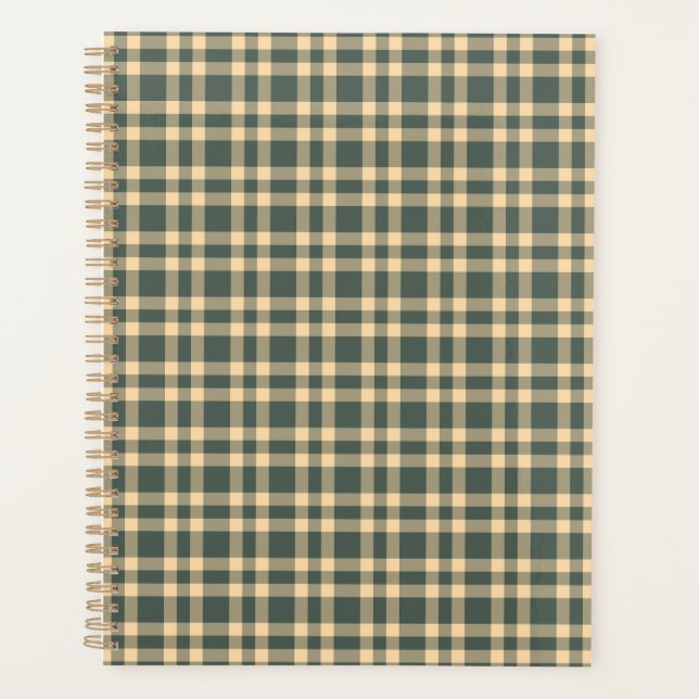 Green Yellow Plaid Pattern Planner (Front)