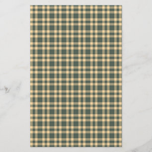 Green Yellow Plaid Pattern Stationery