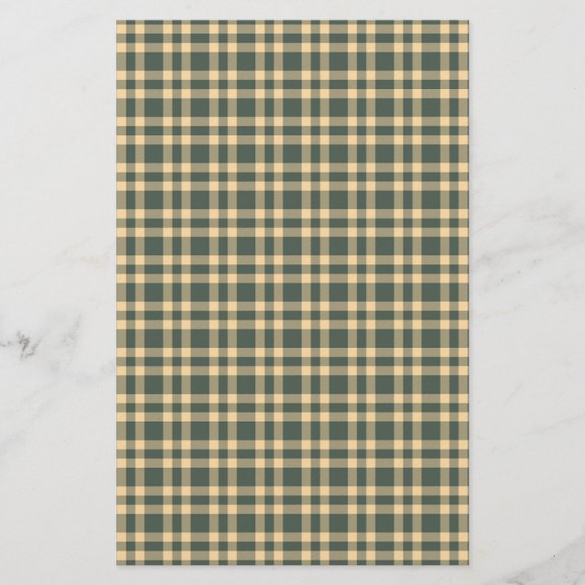 Green Yellow Plaid Pattern Stationery (Front)