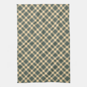 Green Yellow Plaid Pattern Tea Towel