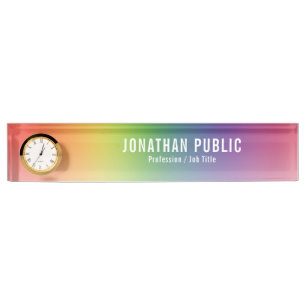 Green Yellow Red Blue Purple Template With Clock Nameplate