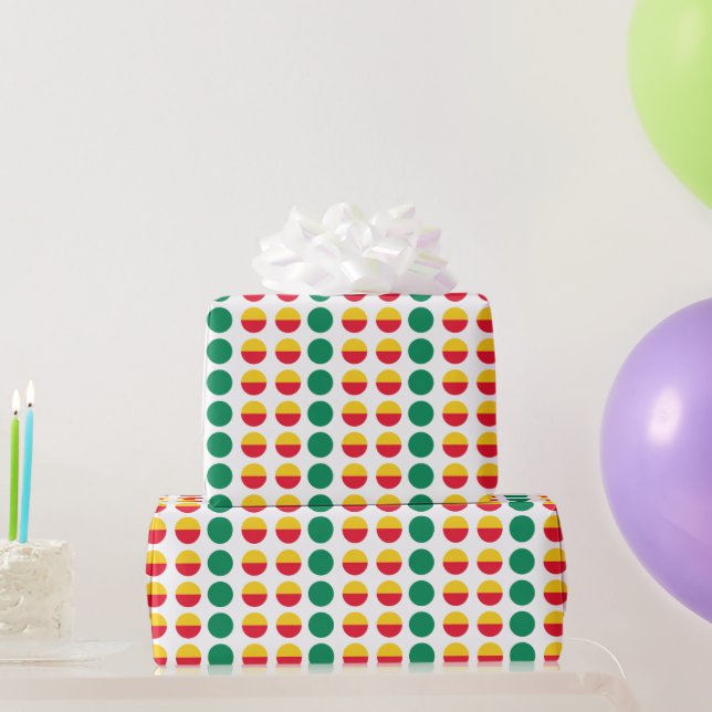 Green Yellow Red Dots Circles Minimal Wrapping Paper (Party Gifts)