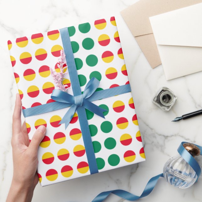 Green Yellow Red Dots Circles Wrapping Paper (Gifting)