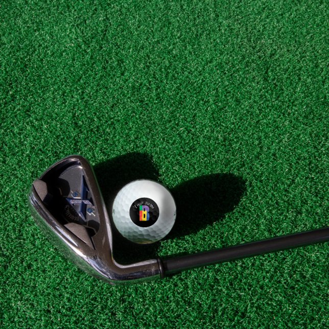 Green yellow red Monogram initial B black white Golf Balls (Creator Uploaded)
