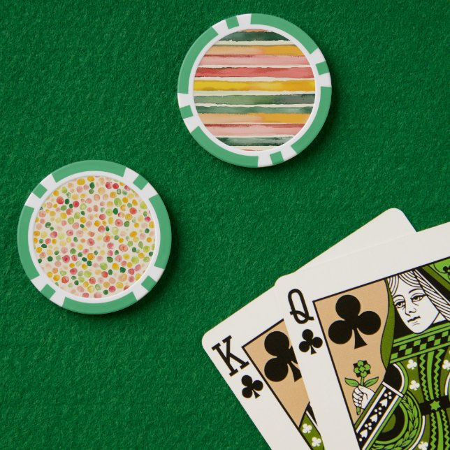 Green Yellow Red Pink Stripes Poker Chips (Poker Table (Double))