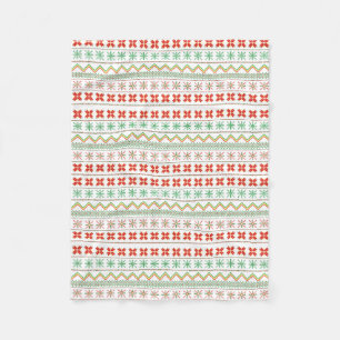 Green-Yellow-Red Pixel knit Pattern Fleece Blanket