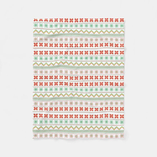 Green-Yellow-Red Pixel knit Pattern Fleece Blanket (Front)