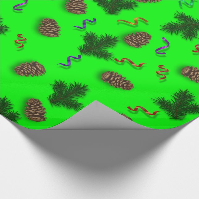 Green Yellow Red Purple Christmas Holiday Pattern Wrapping Paper (Corner)