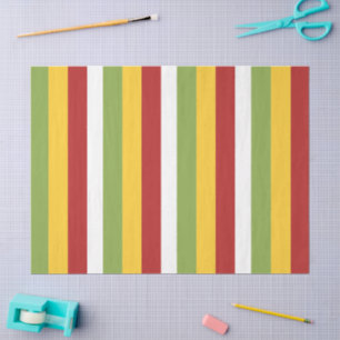 Green Yellow Red Stripes Tissue Paper