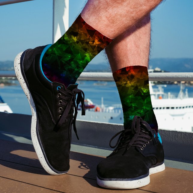 Green Yellow Red Triangle Pattern Colourful Rasta  Socks (Creator Uploaded)