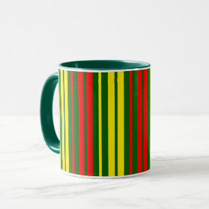Green Yellow Red Vertical Stripes Design Mug