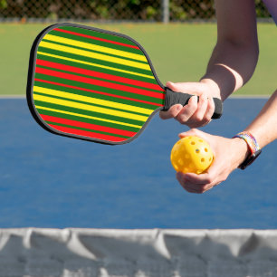 Green Yellow Red Vertical Stripes Design   Pickleball Paddle