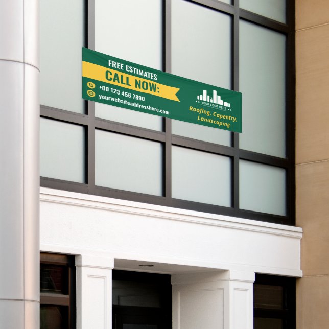 Green Yellow Small Business Call Now Logo Promo Banner (Outside Building)