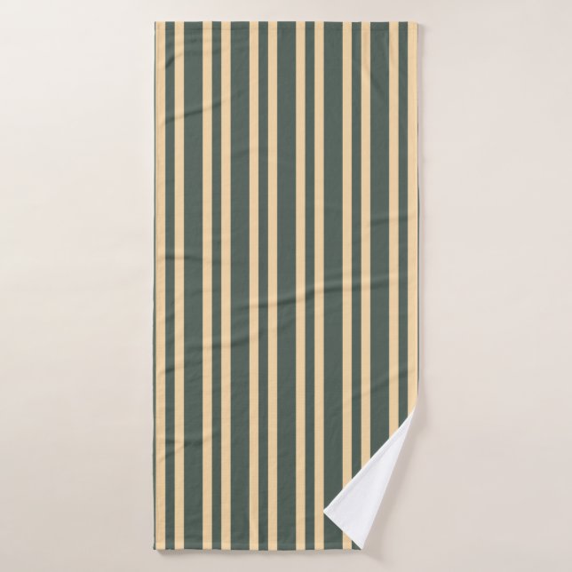 Green Yellow Stripes Pattern Bath Towel (Bath Towel)