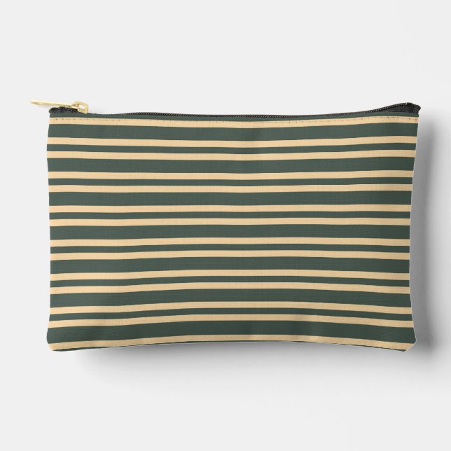 Green Yellow Stripes Pattern Small Accessory Pouch (Front)