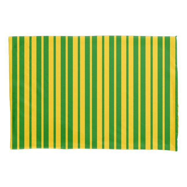 Green Yellow Stylish Stripes Pattern Design  Pillowcase (Front)