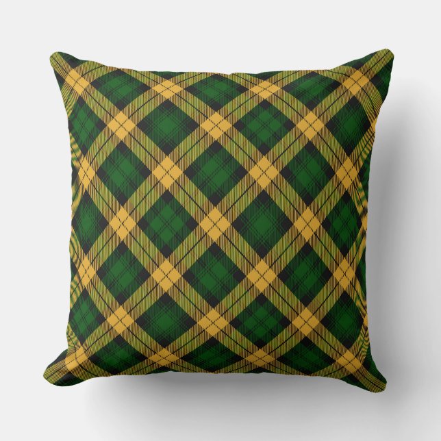 Green Yellow Tartan Plaid Argyle Pattern Cushion (Front)