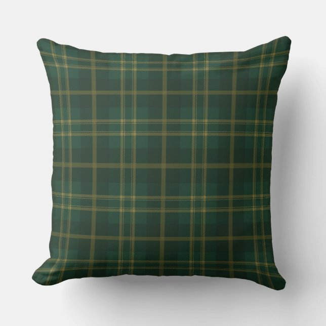 Green Yellow Tartan Plaid Pattern Cushion (Front)