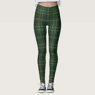 Green Yellow Tartan Plaid Pattern Leggings