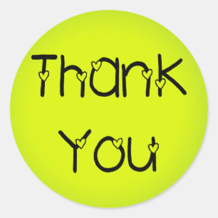 Green & Yellow Thank You Greeting Stickers