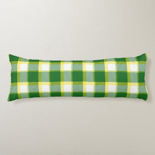 Green & Yellow Tones Plaid Geometric Pattern Body Cushion