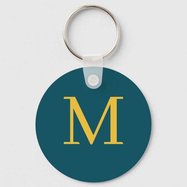 Green Yellow trending monogrammed Key Ring (Front)