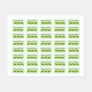 Green Yellow Turtle Children's Name Labels