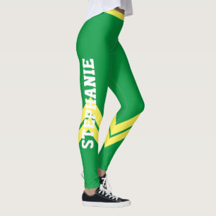 Green Yellow & White Modern Chic Leggings