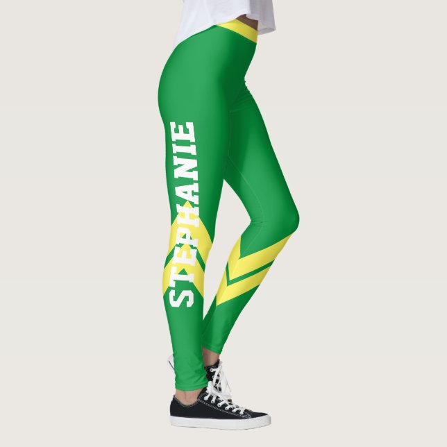 Green Yellow & White Modern Chic Leggings (Right)