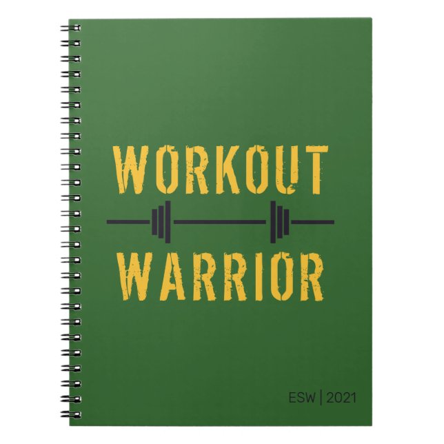 Green Yellow Workout Warrior Fitness Journal (Front)