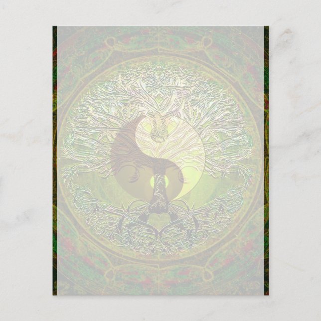 Green Yin Yang Mandala with Tree of Life Flyer (Front)