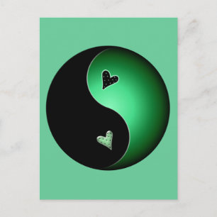 green yin yang postcard