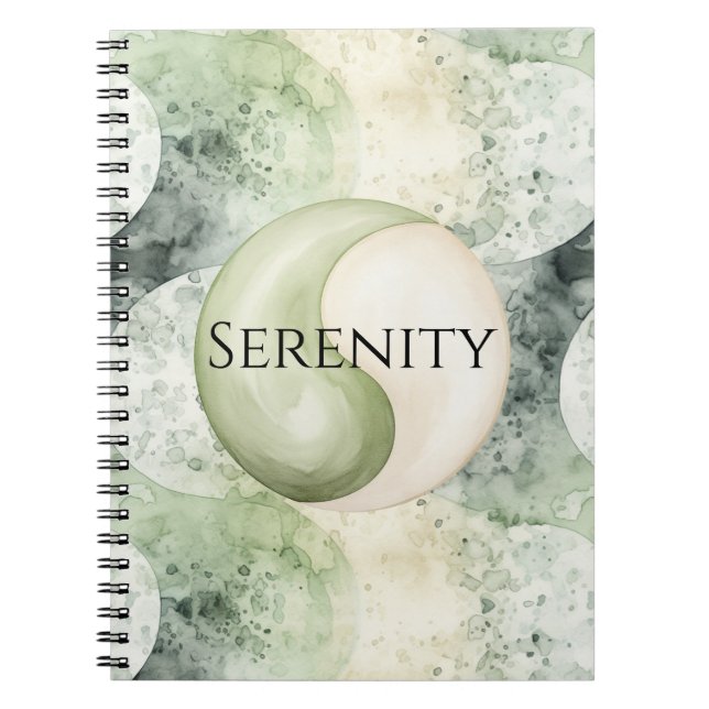 Green Yin Yang Serenity Notebook (Front)