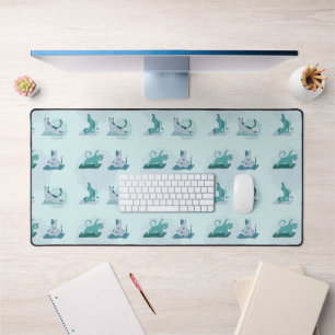 Green Yoga Cats Desk Mat