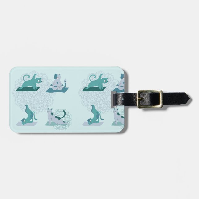 Green Yoga Cats Luggage Tag (Front Horizontal)