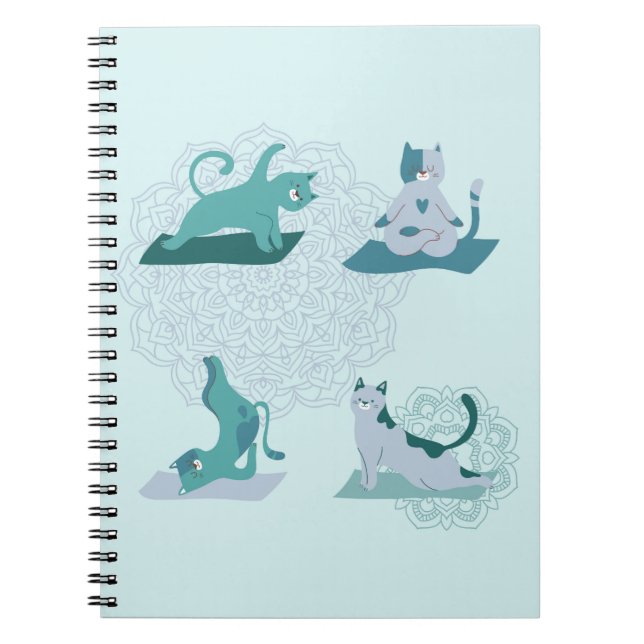Green Yoga Cats Notebook (Front)