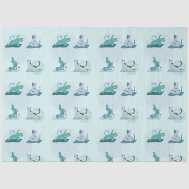 Green Yoga Cats Tissue Paper (Front)