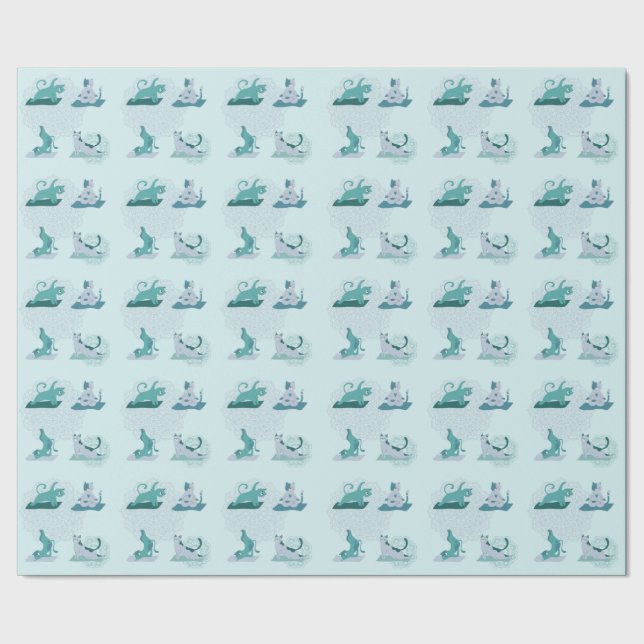  Green Yoga Cats Wrapping Paper (Seam)