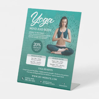 Green Yoga Class, Yoga Instructor, Yoga Teacher Pedestal Sign