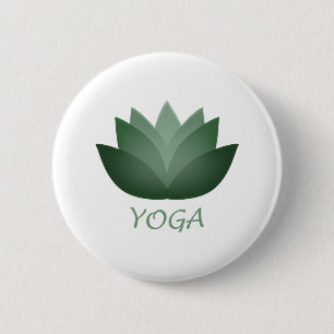 Green Yoga Lotus Flower 6 Cm Round Badge