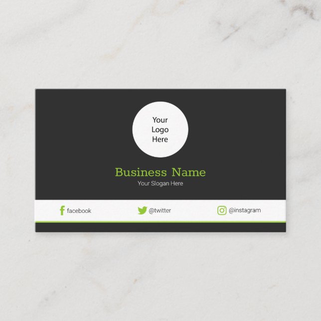 Green Your Logo Modern Social Media Profile Business Card (Front)